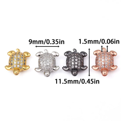 4PCS Brass Cubic Zirconia Turtle Beads
