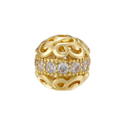 1PCS Brass Cubic Zirconia Sparkling Beads