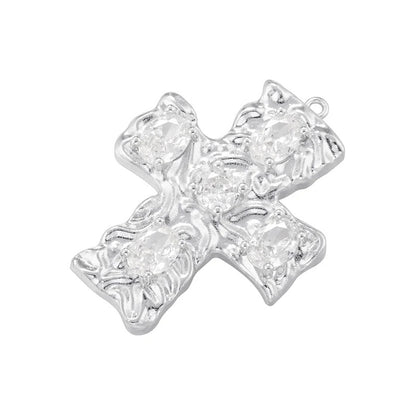 1Pcs Cross Pendants Brass Cubic Zirconia Cross Charms Necklaces