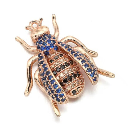 1PCS Brass Cubic Zirconia Beetle Charms Pendants