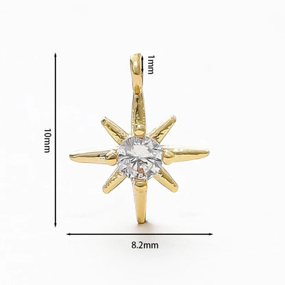 10pcs/lot 18K Gold Colors Rhinestone Hexagram Stars Brass Pendants