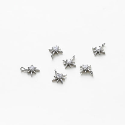 10pcs/lot 18K Gold Colors Rhinestone Hexagram Stars Brass Pendants