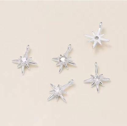10pcs/lot 18K Gold Colors Rhinestone Hexagram Stars Brass Pendants