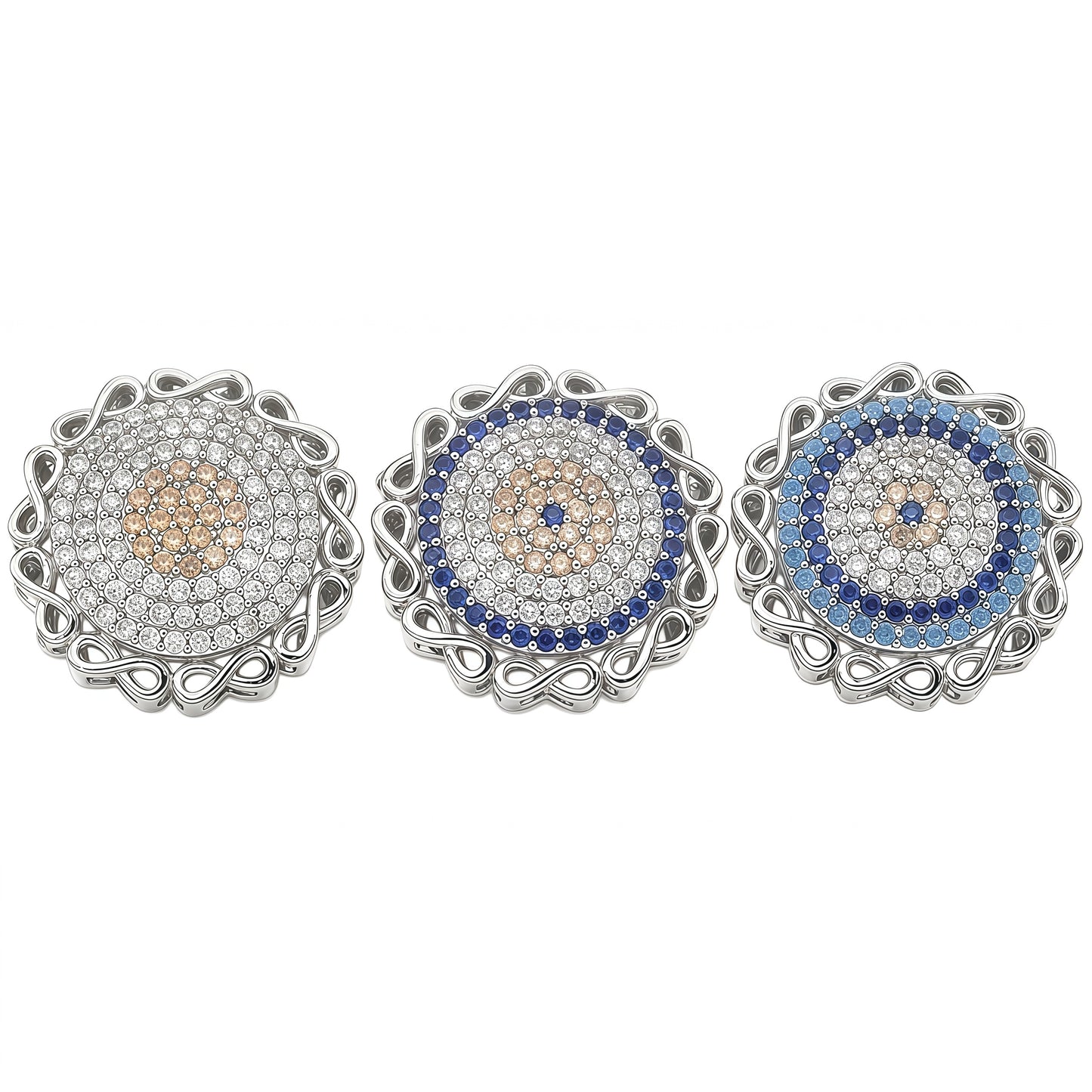 1PCS Brass Cubic Zirconia Round Flowers Charms Connectors DIY Jewelry Findings