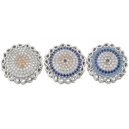 1PCS Brass Cubic Zirconia Round Flowers Charms Connectors DIY Jewelry Findings