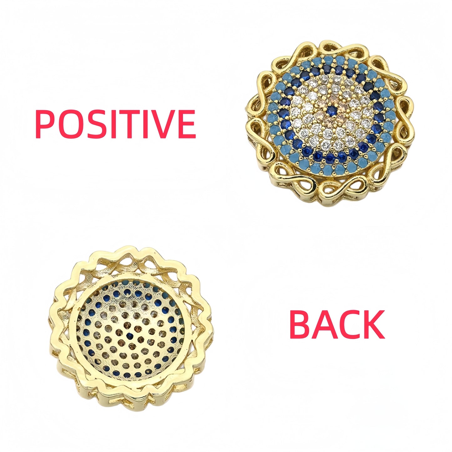 1PCS Brass Cubic Zirconia Round Flowers Charms Connectors DIY Jewelry Findings