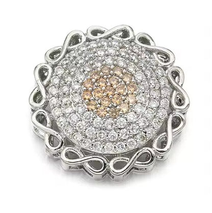 1PCS Brass Cubic Zirconia Round Flowers Charms Connectors DIY Jewelry Findings