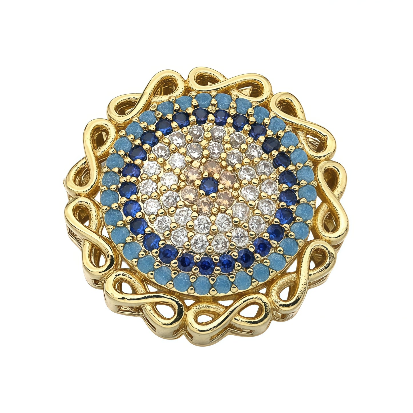 1PCS Brass Cubic Zirconia Round Flowers Charms Connectors DIY Jewelry Findings