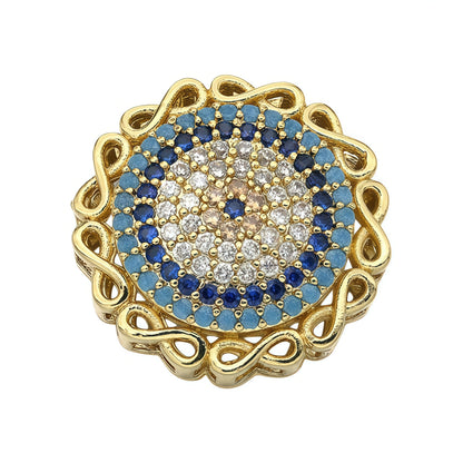1PCS Brass Cubic Zirconia Round Flowers Charms Connectors DIY Jewelry Findings