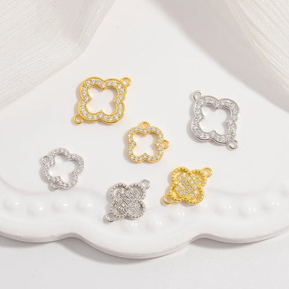 1PCS Hollowed-Out lucky Four-Leaf Clover Connector Clover Charm