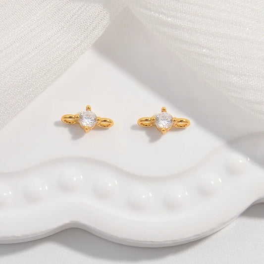 2PCS Inset Zircon Double Head Connector Buckle Charm
