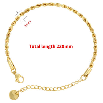 1PCS Stainless Steel Bracelets Boho Gold-color Thick/Thin Fashion Punk Twist Bracelet