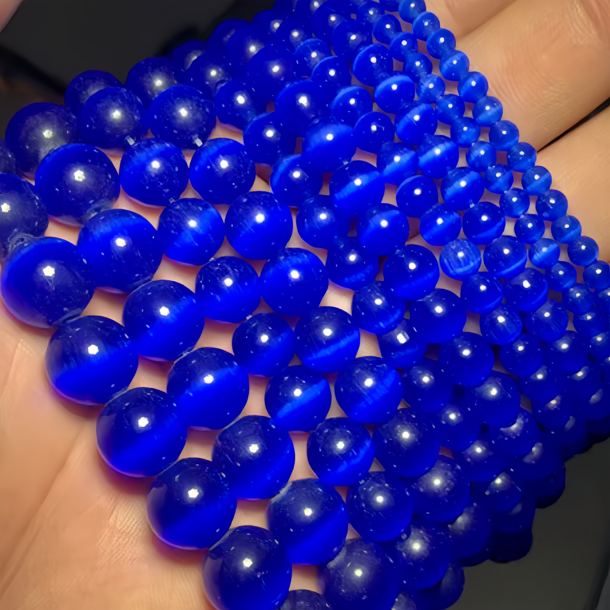 Dark Blue Cat's Eye Beads Round Beads