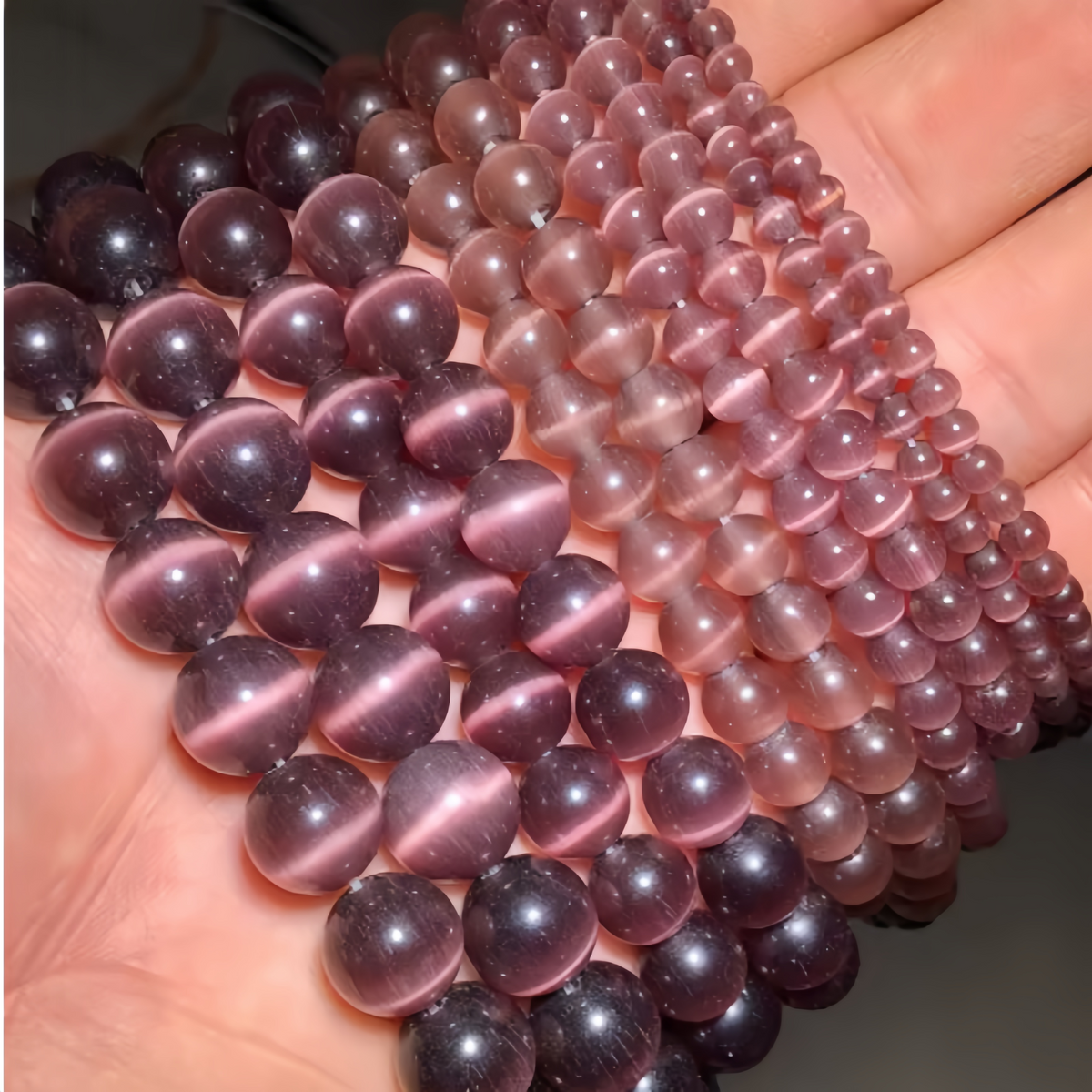Dark Purple Cat's Eye Beads Round Beads