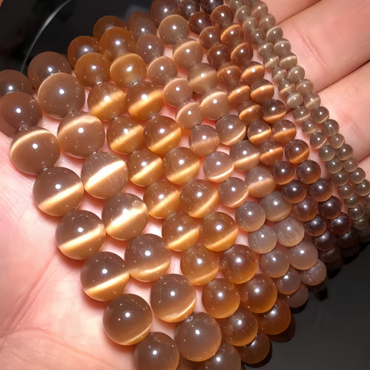 Cafe Brown Cat's Eye Beads Round Beads