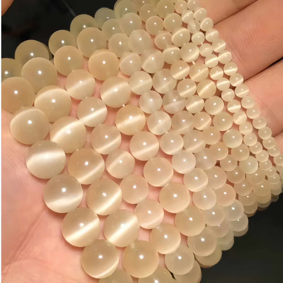 Light Champagne Cat's Eye Beads Round Beads