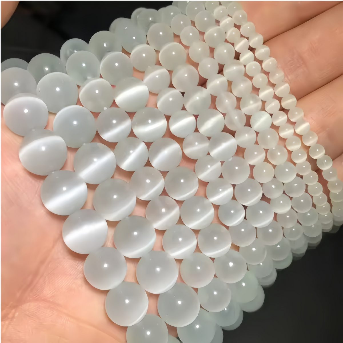 White Cat's Eye Beads Round Beads