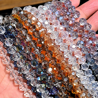 3 Strands 8mm 32‑Facet Earth Cut Glass Beads