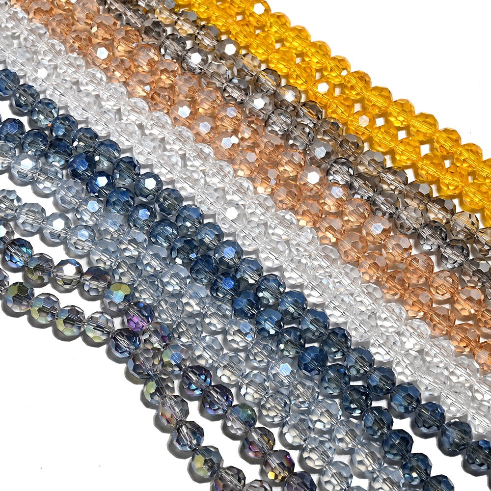 3 Strands 8mm 32‑Facet Earth Cut Glass Beads