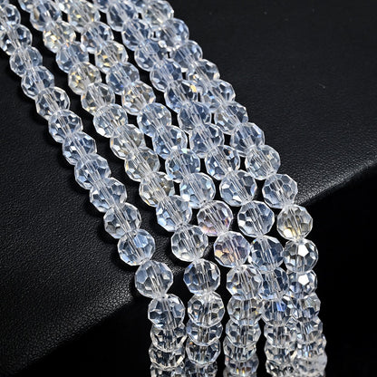 3 Strands 8mm 32‑Facet Earth Cut Glass Beads