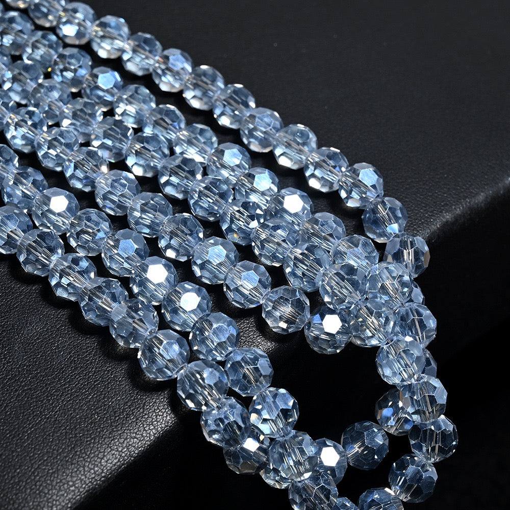3 Strands 8mm 32‑Facet Earth Cut Glass Beads