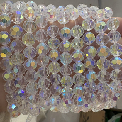 3 Strands 8mm 32‑Facet Earth Cut Glass Beads