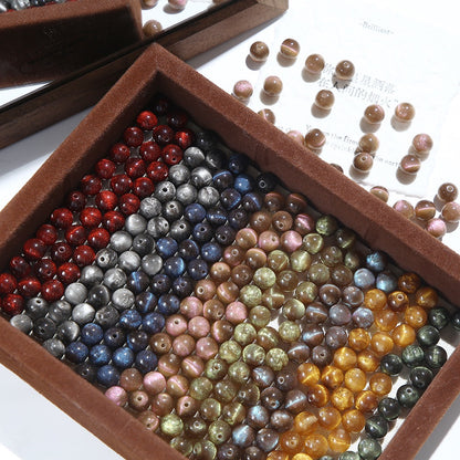 50pcs Shimmer Cat Eye Effect Resin Spacer Beads