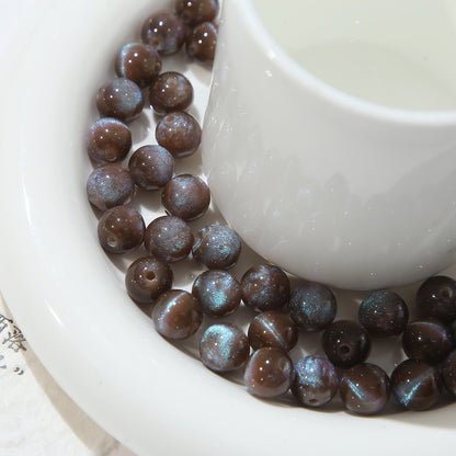 50pcs Shimmer Cat Eye Effect Resin Spacer Beads