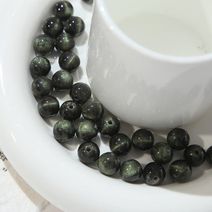 50pcs Shimmer Cat Eye Effect Resin Spacer Beads