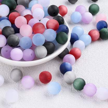 50pcs Matte Dreamy Cat Eye Resin Round Beads