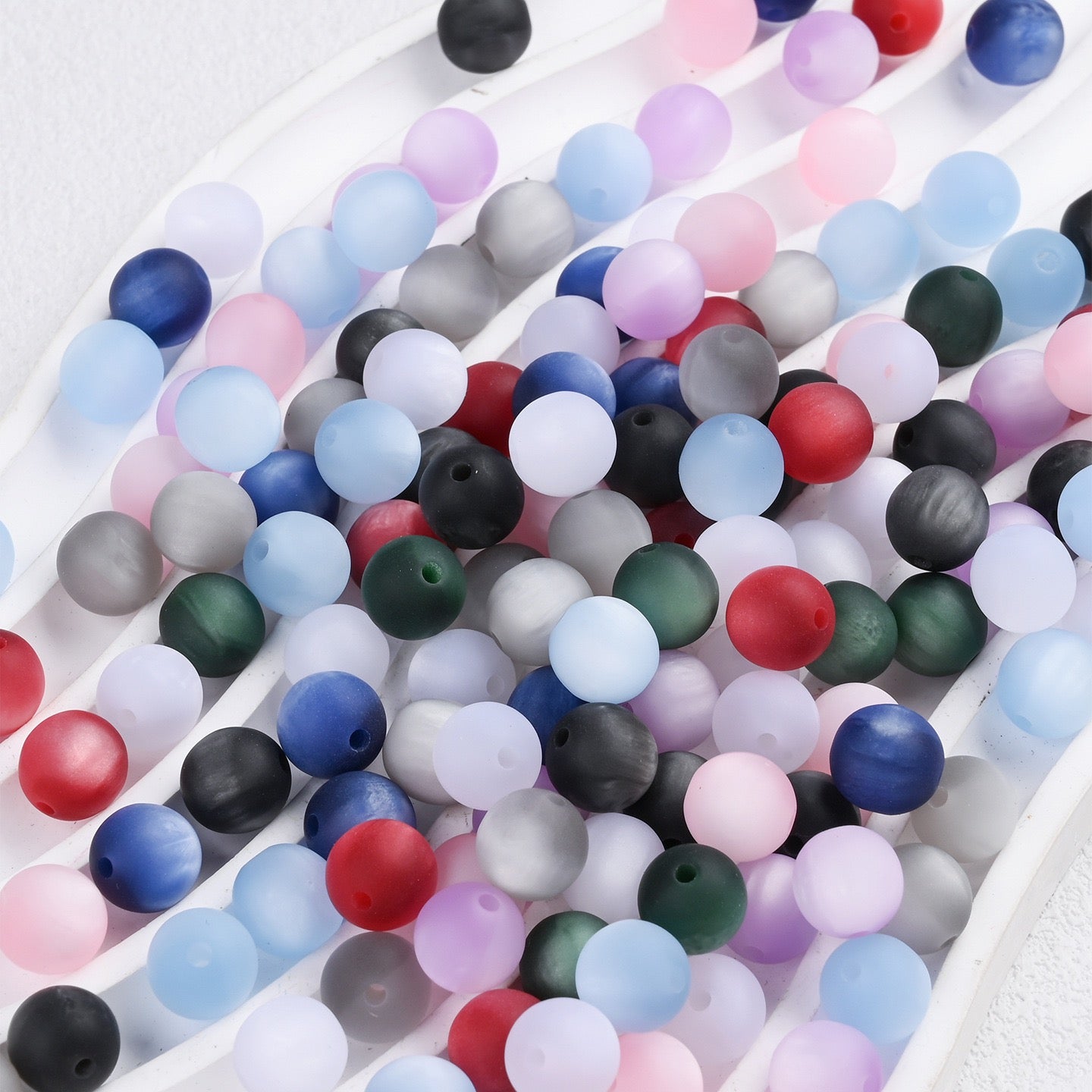 50pcs Matte Dreamy Cat Eye Resin Round Beads