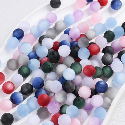 50pcs Matte Dreamy Cat Eye Resin Round Beads