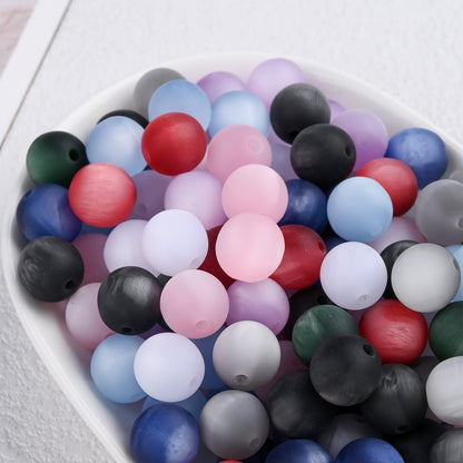 50pcs Matte Dreamy Cat Eye Resin Round Beads