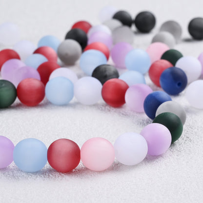 50pcs Matte Dreamy Cat Eye Resin Round Beads