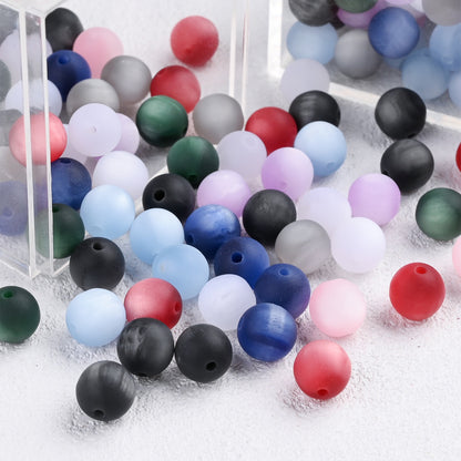 50pcs Matte Dreamy Cat Eye Resin Round Beads