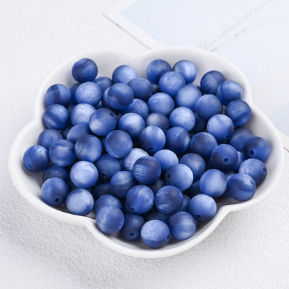 50pcs Matte Dreamy Cat Eye Resin Round Beads