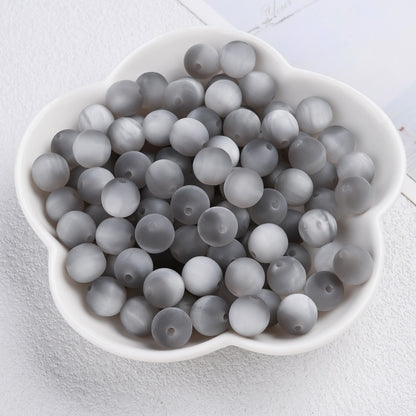 50pcs Matte Dreamy Cat Eye Resin Round Beads