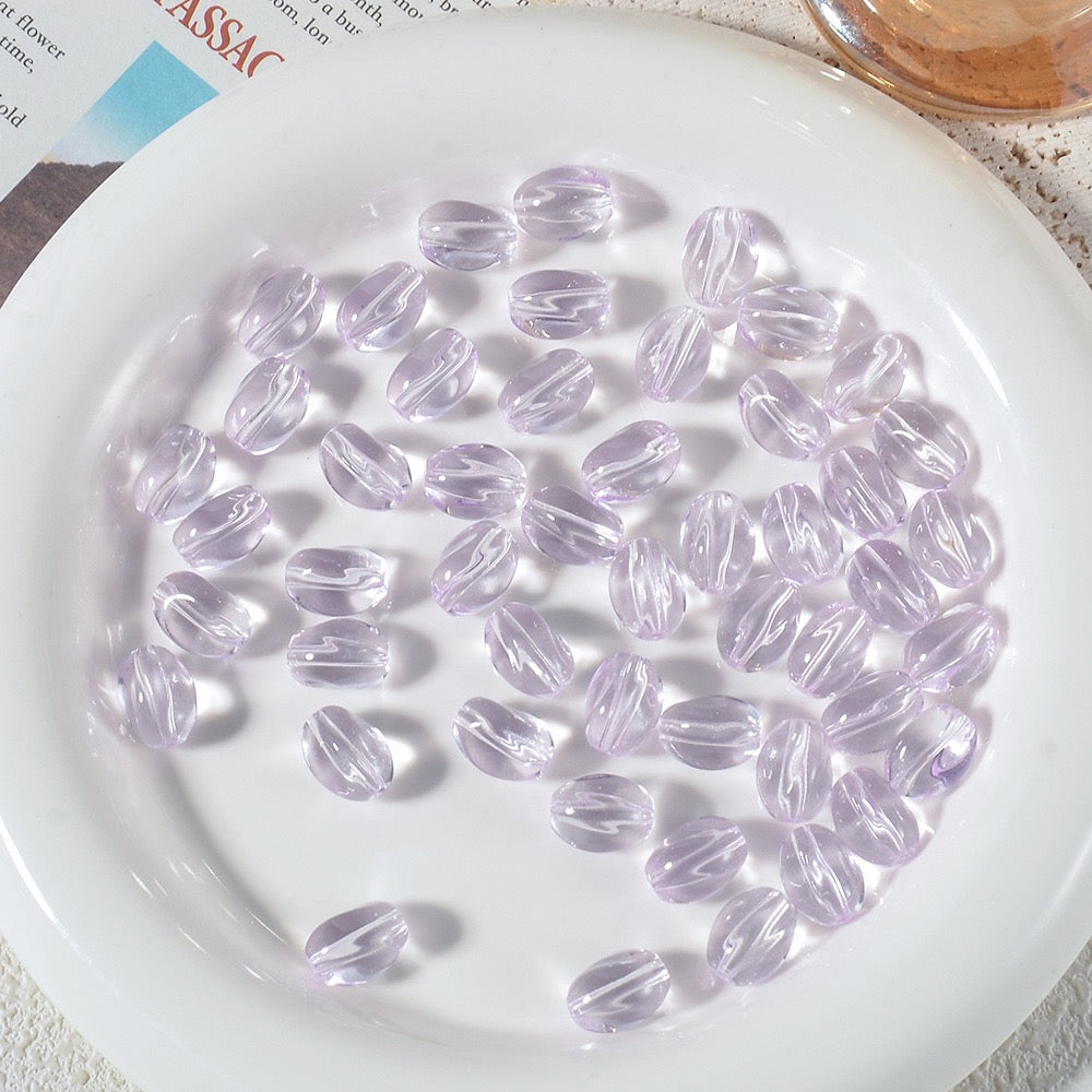 100pcs High‑Transparent Twisted Oval Glass Beads