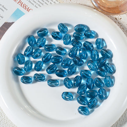 100pcs High‑Transparent Twisted Oval Glass Beads