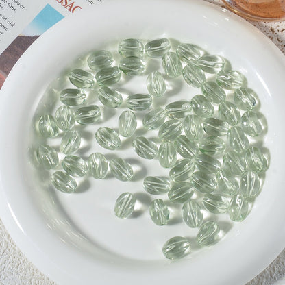 100pcs High‑Transparent Twisted Oval Glass Beads