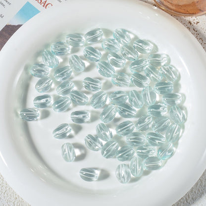 100pcs High‑Transparent Twisted Oval Glass Beads