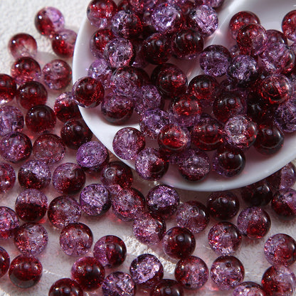 100pcs Crackle Flower Glass Round Loose Beads