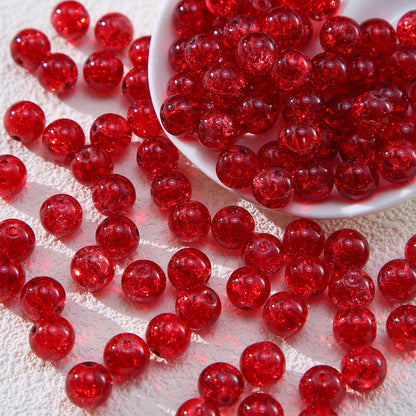 100pcs Crackle Flower Glass Round Loose Beads