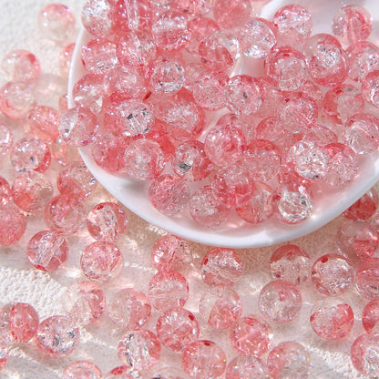 100pcs Crackle Flower Glass Round Loose Beads