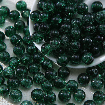 100pcs Crackle Flower Glass Round Loose Beads