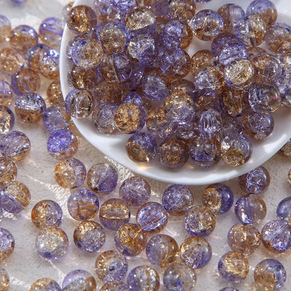 100pcs Crackle Flower Glass Round Loose Beads