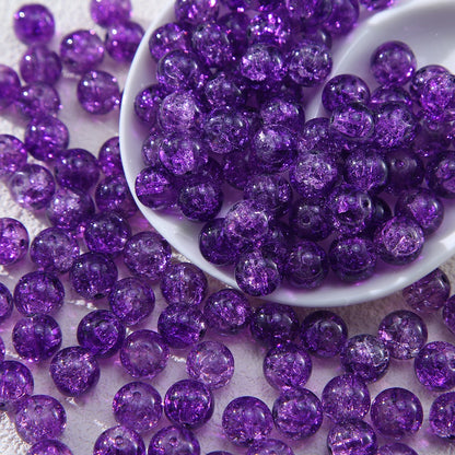100pcs Crackle Flower Glass Round Loose Beads