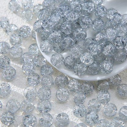 100pcs Crackle Flower Glass Round Loose Beads