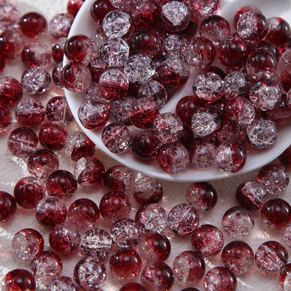 100pcs Crackle Flower Glass Round Loose Beads