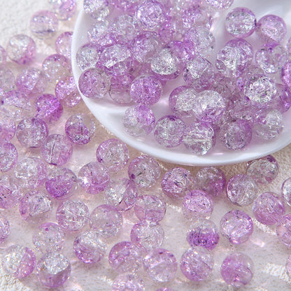 100pcs Crackle Flower Glass Round Loose Beads